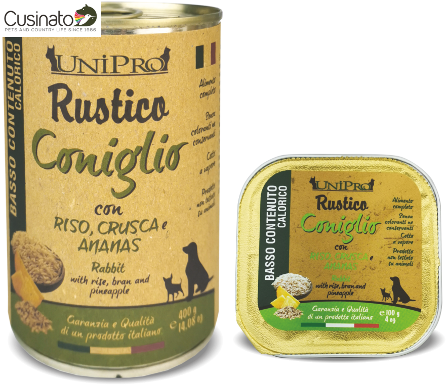 Unipro_Cane_Rustico_Conigio_Riso_Crusca_Ananas_100gr_400gr