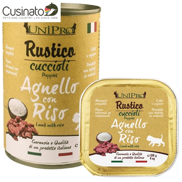 Unipro_Cuccioli_Rustico_Agnello_Riso_100gr_400gr